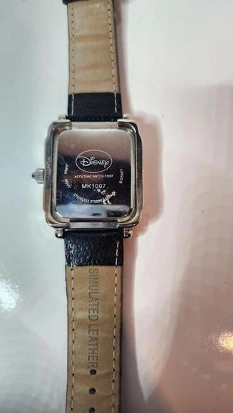 Mickey Mouse watch MK1007 Black Faux Leather Band, Cubic Zirconia Accents - Picture 2 of 3